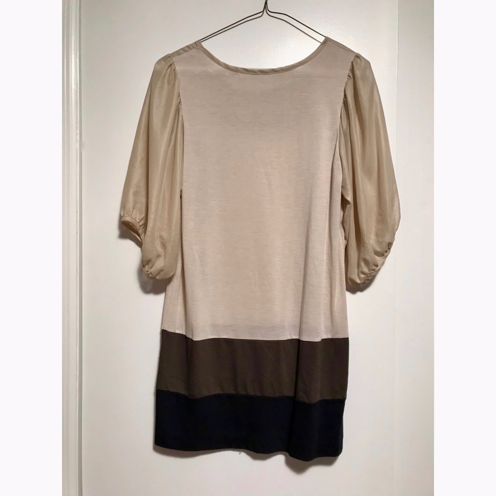 Tokyo Puffy Sleeve Blended Material Shirt Dress